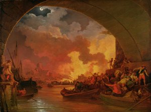 Velký požár Londýna, kolem roku 1797 (olej na plátně)