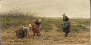 Ženy ze Scheveningenu sklízejí brambory na poli od Philip Lodewijk Jacob Frederick Sadee