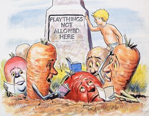 Antropomorfní zelenina, ilustrace z knihy "The Water Babies" od Charlese Kingsleyho (kvaš na papíře) od Philip Mendoza