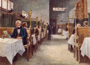 Jídelna Cock Tavern, Fleet Street, zničená 1886