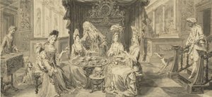 Elegantní společnost u kulatého stolu, um 1700 od Philip Tidemann