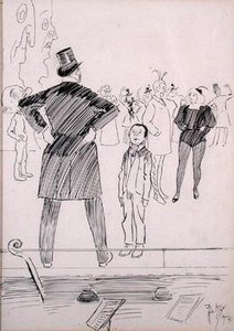 Nácvik rybářského baletu (pero a inkoust na papíře) od Philip William May