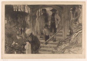 Farmáři jdou po schodech dolů Baptême à Fribourg (původní název) od Philip Zilcken (signed by artist)