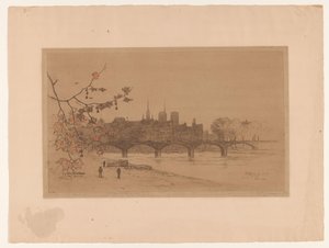 Pohled na Paříž přes Pont des Arts Le Pont des Arts (název na objektu) od Philip Zilcken (signed by artist)