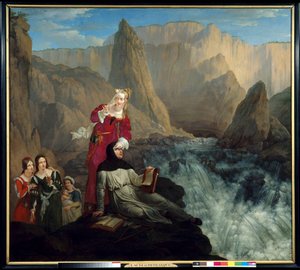Laure a Petrarque do Fontaine de Vaucluse. Obraz Philippe Jacques (Philippe Jacques) Van Bree (1786-1871)