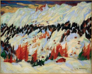 Zimní krajina poblíž Davos Frauenkirch, (Zimní krajina poblíž Davos Glacis) od Philipp Bauknecht