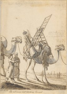 Velbloud naložený stanem (Muž s velbloudem z obchodu se stanem) od Philipp Ferdinand von Gudenus