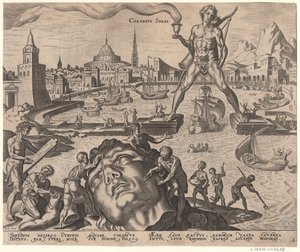 Rhodský kolos ze série Osmé divy světa po Maarten van Heemskerck, 1572