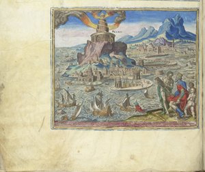 Maják v Alexandrii ze série Osmé divy světa, 1572 od Philipp Galle