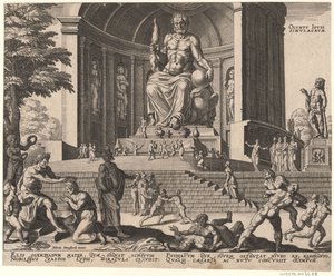 Socha Jupitera v Olympii ze série Osmé divy světa po Maarten van Heemskerck, 1572