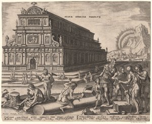 Chrám Diany v Efezu ze série Osmé divy světa po Maarten van Heemskerck, 1572 od Philipp Galle