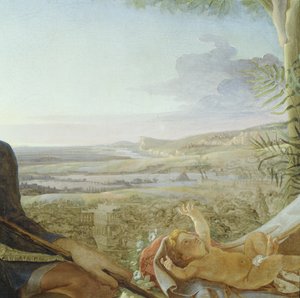 Kristovo dítě a krajina z filmu Odpočinek na útěku do Egypta, 1805-06 (detail 141645) od Philipp Otto Runge