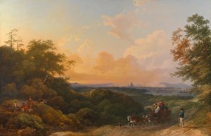 The Evening Coach, London in the Distance od Philippe-Jacques de Loutherbourg