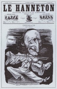 Karikatura francouzského skladatele německého původu Jacquese Offenbacha (litho) od Philippe Auguste Cattelain