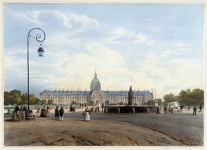Hôtel des Invalides při pohledu z Champ de Mars - v ""Procházka v Paříži a okolí"", Jacottet a Benoist, ed. Gihaut od Philippe Benoist
