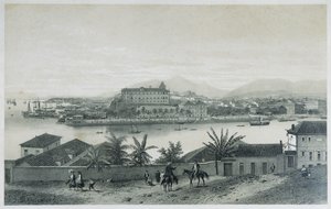 Devět panoramatických pohledů na Rio de Janeiro: Z ostrova Cobras, 1862 od Philippe Benoist