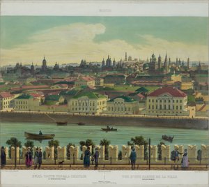 Pohled na Zamoskvorechye od kremelské zdi z panoramatického pohledu na Moskvu v 10 částech, cca 1848 od Philippe Benoist
