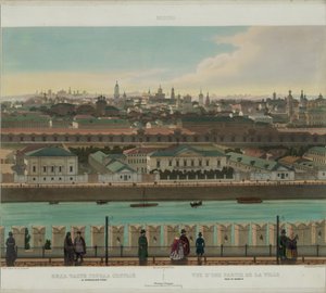 Pohled na Zamoskvorechye od kremelské zdi z panoramatického pohledu na Moskvu v 10 částech, cca 1848 od Philippe Benoist