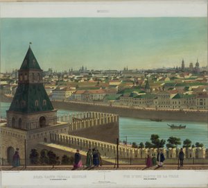 Pohled na Zamoskvorechye od kremelské zdi z panoramatického pohledu na Moskvu v 10 částech, cca 1848 od Philippe Benoist