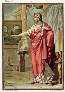 Pyrrhus, kostým pro „Andromache“ od Jeana Racina, ze svazku I „Výzkum kostýmů a divadla všech národů“, vyryl Pierre Michel Alix (1762-1817) 1802