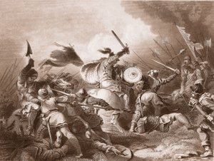 Die Schlacht von Hastings, graviert von A.H. Payne von Philippe Jacques de Loutherbourg