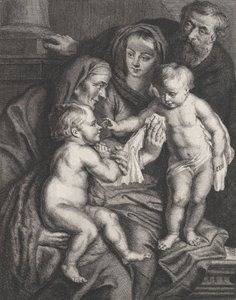 Svatá rodina se svatou Alžbětou a malým svatým Janem Křtitelem, ca. 1615-75. od Philippe Joseph Tassaert