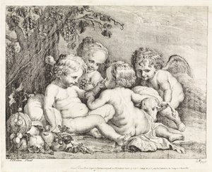 Kristus, Jan Křtitel a dva putti