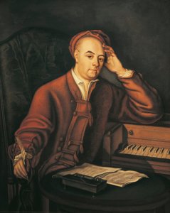 Německo, Sasko-Anhaltsko, Halle, Portrét německého skladatele Georga Friedricha Händela (1685 - 1759) od Philippe Mercier