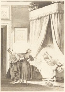 Sázka tří drbů: Služebník od Philippe Triere and Antoine Jean Duclos after Jean Honoré Fragonard