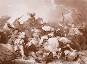 Bitva o Bosworth Field, vyrytý A.H. Payne (litho)