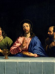 Detail Poslední večeře s názvem “La petite cene””. Obraz Philippe de Champaigne (1602-1674) (Ec. Flam.) Rozměr 0,80 x 1,49 m Paříž. Muzeum Louvre od Philippe de Champaigne