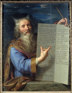 Mojžíš a tabulky zákona. Obraz Philippe De Champaigne (1602-1674) Ec. Podvod. od Philippe de Champaigne