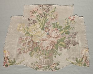 Fragment hedvábí, část panelu s názvem Le panier fleuri, 1770.