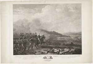 Princ Oranžský v čele nizozemských vojsk v bitvě u Quatre-Bras, 1815 Jeho královská Výsost William, George, Frederik, Lodewijk korunní princ Nizozemského království v čele nizozemské proti francouzské armádě od Quatre-B od Philippus Velijn