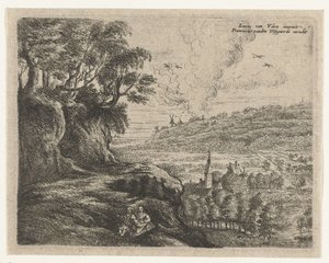 Krajina s mužem, ženou a dítětem Osm krajin po Lucas van Uden (název série) od Philips Augustijn Immenraet