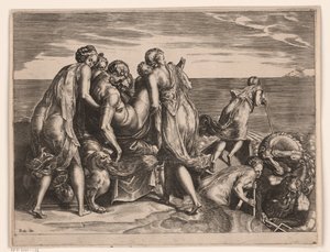Fajáci nesou spícího Odyssea na Ithaku od Philips Galle (attributed to)