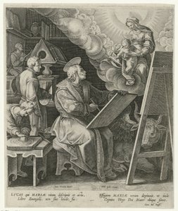 Svatý Lukáš maluje Marii s dítětem od Philips Galle (attributed to workshop of)