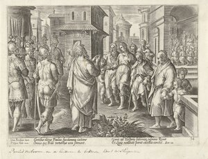 Pavel hlásá Kristovo učení v Římě Skutky apoštolů (název série) Acta Apostolorum (název série) od Philips Galle (possibly)