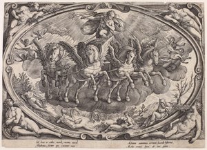 Apollón (Sol) se slunečním vozem (Čtyři roční období se sluncem, titulní list) od Philips Galle