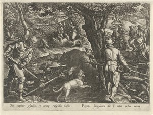 Berenjacht Jachttaferelen (název série) Ve kterém každý druh lovu, drůbeže a rybaření (název série) od Philips Galle