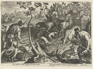 Hertenjacht se setkal s Vallenem Jachttaferelen (název série) Ve kterém každý druh lovu, drůbeže a rybaření (název série) od Philips Galle
