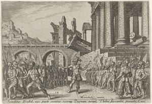 Izraelský lid se rozdělil mezi Tibni a Omri The Days of Doom of the Jewish People (název série) od Philips Galle