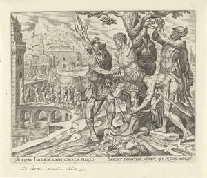 Izraelité uvolnili Achiora Historie Judit a Holofernes (název série) od Philips Galle