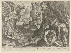 Jacht op gemzen Jachttaferelen (název série) Ve kterém každý druh lovu, drůbeže a rybaření (název série) od Philips Galle