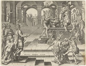 Král Josiáš nařídil zabít kněží chrámů v Samaří Historie krále Josiaha (název série) od Philips Galle