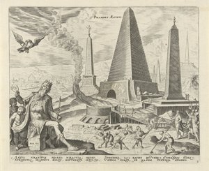 Egyptské pyramidy Pyramids Aegypti (název na objektu) Osm divů světa (název série) od Philips Galle
