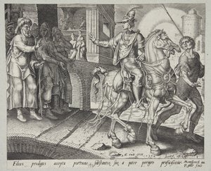 Marnotratný syn opouští dům svého otce od Philips Galle