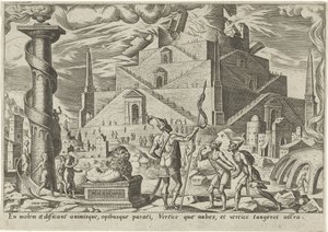 Babylonská věž The Days of Doom of the Jewish People (název série) od Philips Galle