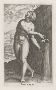 Waternimf Hippocrene Hippocrene (název na objektu) Stroom – vodní nymfa (název série) Nympharum oceanitidum, Ephydridum potamidum naiadum (název série) od Philips Galle