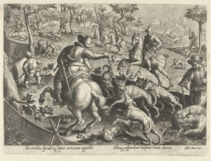 Wolvenjacht se setkal s nadějí Jachttaferelen (název série) Ve kterém každý druh lovu, drůbeže a rybaření (název série) od Philips Galle